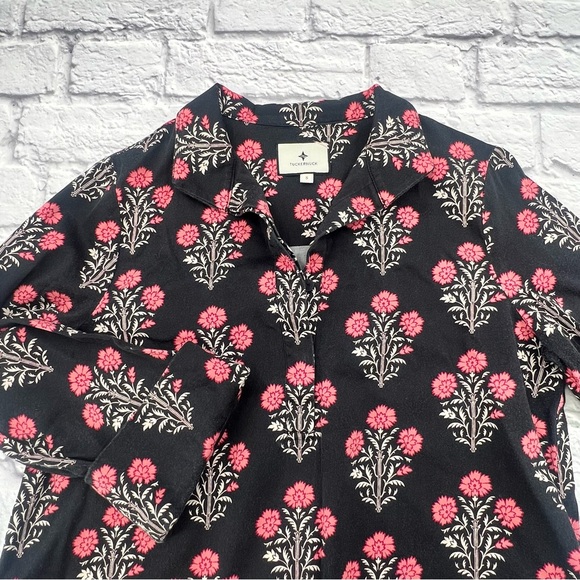Tuckernuck Black and Pink Floral Mini Dress Size Small A-Line Sheath 3/4 Sleeve - Picture 2 of 9